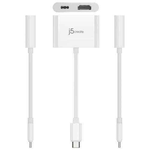 j5create USB-C to 4K HDMI Adapter with Power Delivery - White