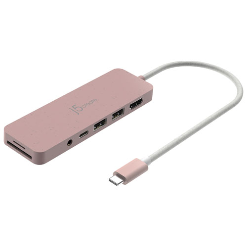 j5create Eco-Friendly USB-C Multi-Port Hub with Power Delivery - Rose