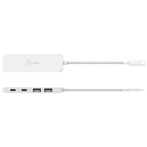 Concentrateur USB-C à type C/type A de j5create - Blanc