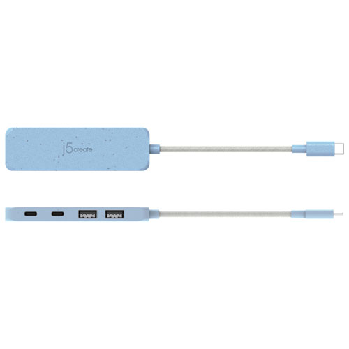 Concentrateur USB-C à type C/type A de j5create - Cyan