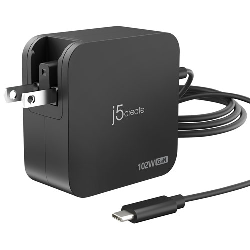 Chargeur mural à 2 ports USB-C PD de 102 W de j5create - Noir