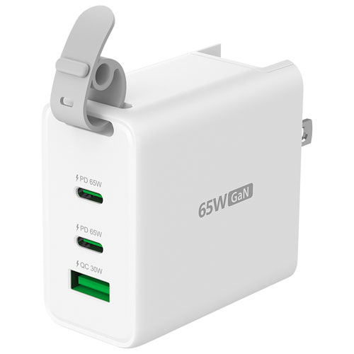 Chargeur mural à 3 ports USB-A/USB-C de 45 W Traveler de j5create - Blanc