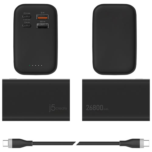 j5create 26800 mAh 65W 4-Port USB Power Bank - Black