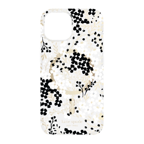 KATE SPADE  Protective Hardshell Magsafe Case for Iphone 15/14/13 - Black/white (Multi Floral)