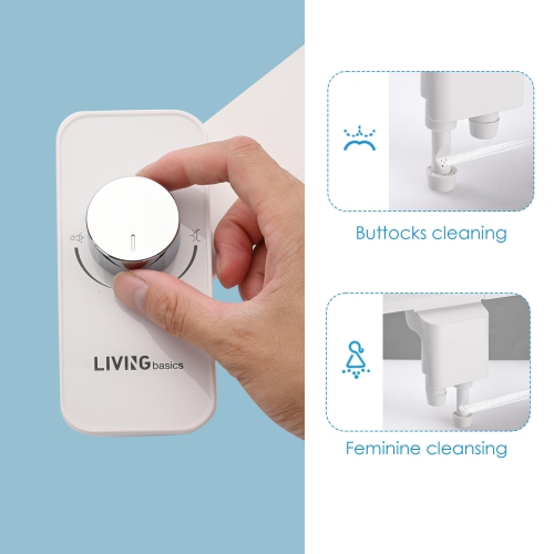 Ultra-Thin Toilet Bidet Attachment, Dual Nozzle Self Cleaning Bidet Toilet Non-Electric with Adjustable Water Pressure