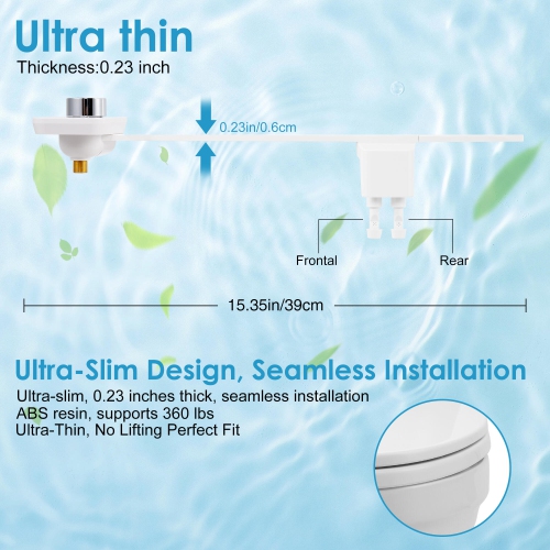 Ultra-Thin Toilet Bidet Attachment, Dual Nozzle Self Cleaning Bidet Toilet Non-Electric with Adjustable Water Pressure