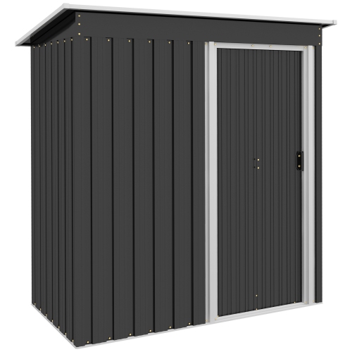 OUTSUNNY  5 X 3 Ft Outdoor Storage Shed With Sliding Door And Sloped Roof, Steel Frame Garden Shed Tool Equipment In Black