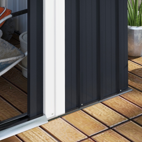 Remise extérieure Outsunny de 6 x 4 pi, range-outils de jardin en métal, portes coulissantes verrouillables et évents pour pelouse de jardin, gris
