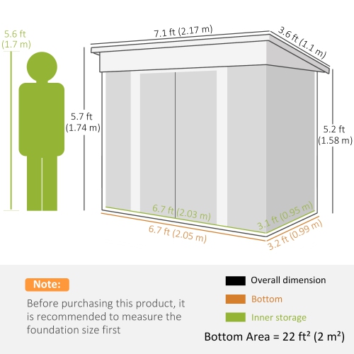Outsunny 7' x 4' Outdoor Storage Shed, Metal Garden Tool Storage House Organizer with Lockable Sliding Doors and Vents for Backyard Patio Lawn,
