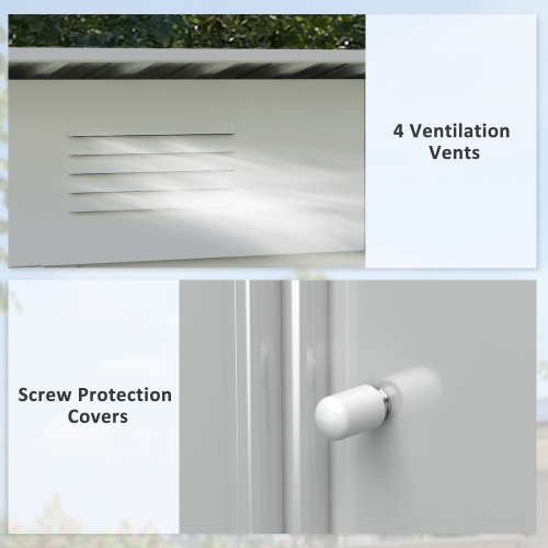 Outsunny 7' x 4' Outdoor Storage Shed, Metal Garden Tool Storage House Organizer with Lockable Sliding Doors and Vents for Backyard Patio Lawn,