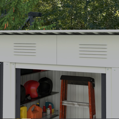 Outsunny 7' x 4' Outdoor Storage Shed, Metal Garden Tool Storage House Organizer with Lockable Sliding Doors and Vents for Backyard Patio Lawn,