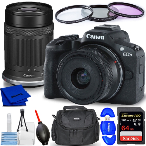CANON  Eos R50 Mirrorless Camera With 18-45MM And 55-210MM Lenses (Black) Kit