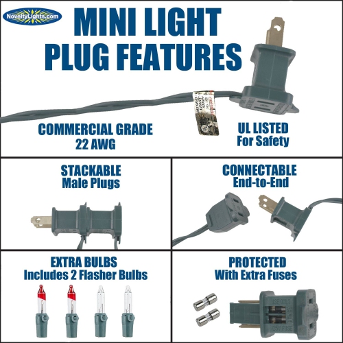 Novelty Lights 22 Feet 100 Bulbs Traditional Incandescent Mini Lights, Clear with 2.5" Spacing, Commercial Grade and UL Listed for Indoor/Outdoor