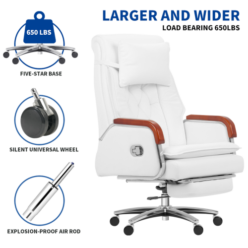 Kinnls Cameron Ventilated Heating Massage Chair Genuine Leather Managerial Executive Office Chair Fully Reclining with Pillow,Retractable Footrest