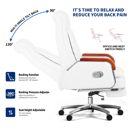 Kinnls Cameron Ventilated Heating Massage Chair Genuine Leather Managerial Executive Office Chair Fully Reclining with Pillow,Retractable Footrest