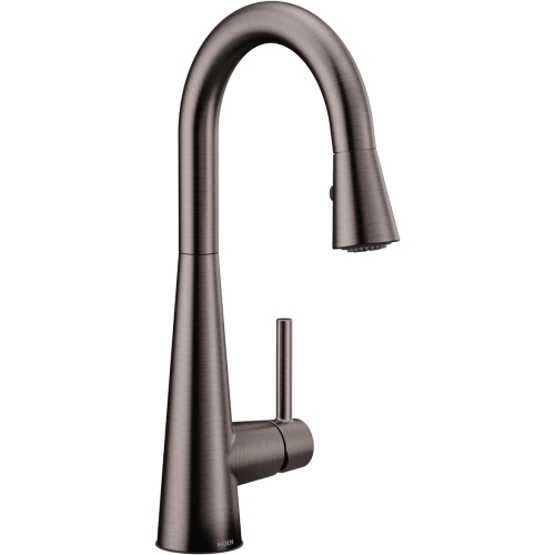 MOEN  7664Bls Sleek One-Handle High Arc Pulldown Bar Faucet Stainless In Black