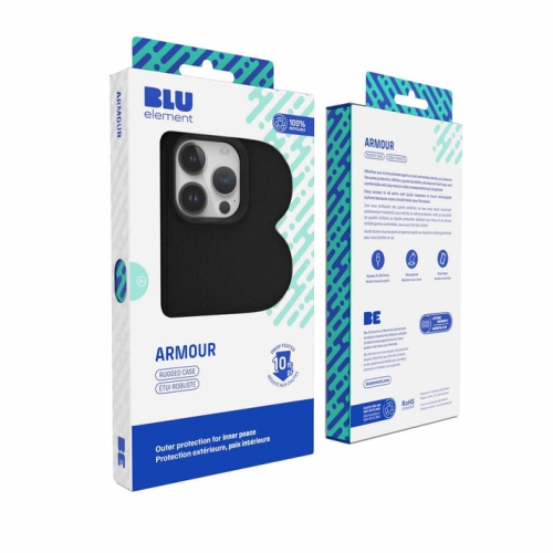 BLU Element – Étui robuste Armor robuste pour iPhone 15 Pro Max – Noir