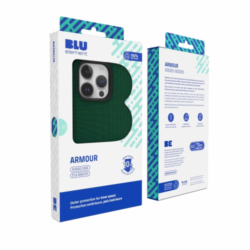BLU Element – Étui robuste Armor robuste pour iPhone 15 Pro Max – Vert