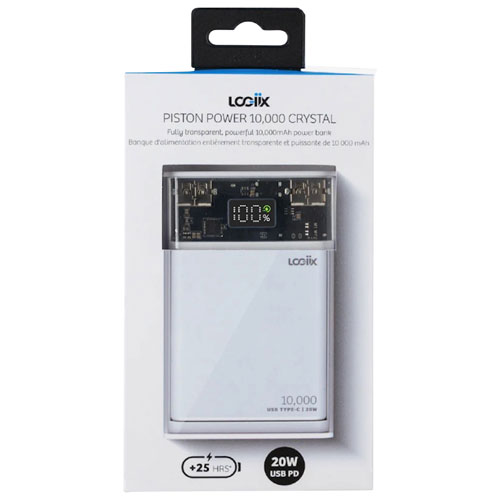 Chargeur portable de 10 000 mAh Piston Power de LOGiiX avec chargement sans fil - Blanc