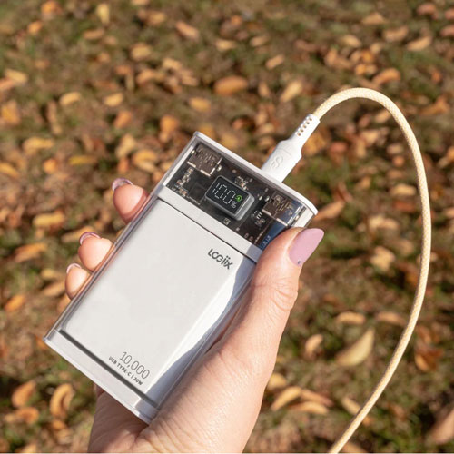 Chargeur portable de 10 000 mAh Piston Power de LOGiiX avec chargement sans fil - Blanc