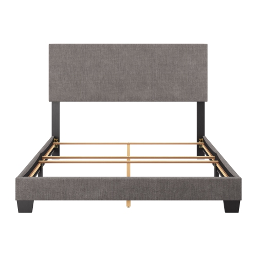 CorLiving Celeste Modern Upholstered Queen Bed Frame with Headboard, Dark Grey