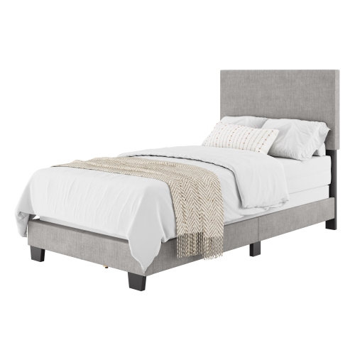 Cadre de lit simple recouvert moderne avec tête de lit Celeste de CorLiving, gris pâle