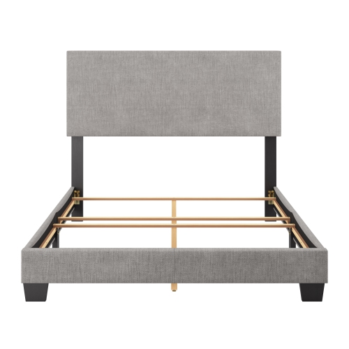 CorLiving Celeste Modern Upholstered Full/ Double Bed Frame with Headboard, Light Grey