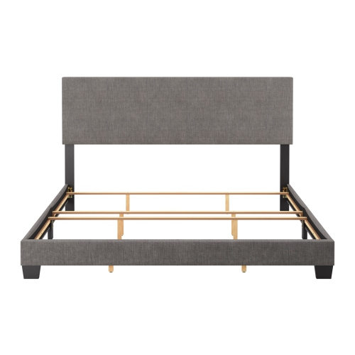 CORLIVING  Celeste Modern Upholstered King Bed Frame With Headboard, Dark In Grey