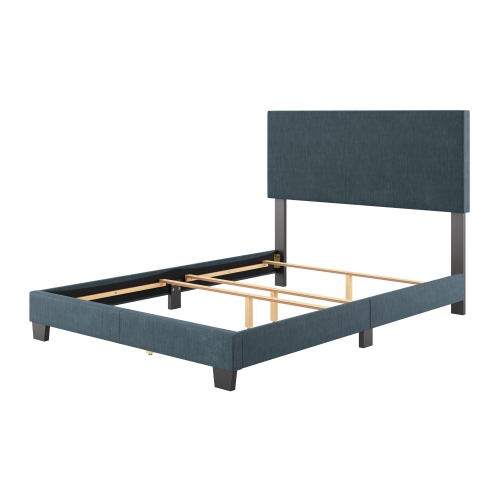 CorLiving Celeste Modern Upholstered Full/ Double Bed Frame with Headboard, Blue