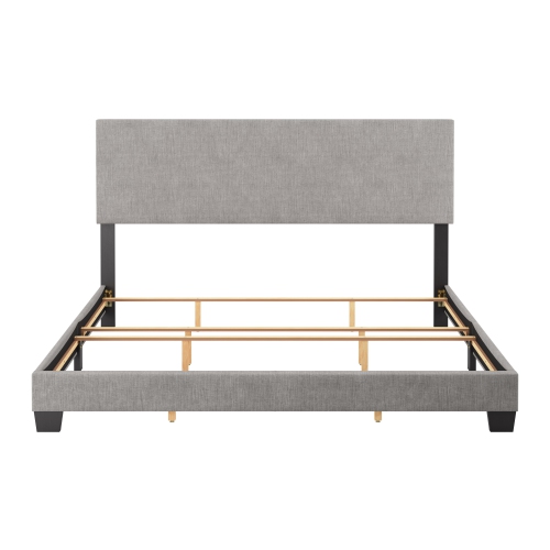 CORLIVING  Celeste Modern Upholstered King Bed Frame With Headboard, Light In Grey