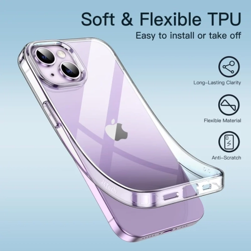 ( KEEGUARD ) pour étui 6,1 po pour iPhone 15 Pro d'Apple - coque mince en TPUR transparent avec absorption des chocs, support de recharge sans fil