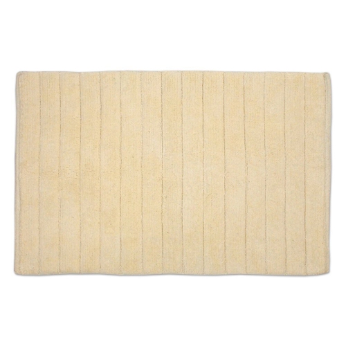 17" x 24" Cream White Ribbed Woven Rectangular Trendy Bath Rug