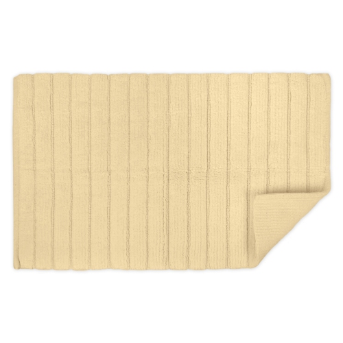 17" x 24" Cream White Ribbed Woven Rectangular Trendy Bath Rug