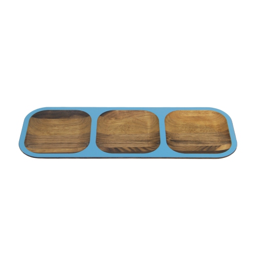 15" Blue and Brown Handcrafted Rectangular Tasting Tray