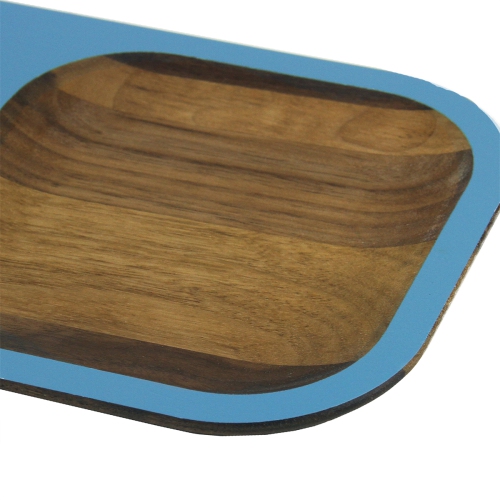 15" Blue and Brown Handcrafted Rectangular Tasting Tray