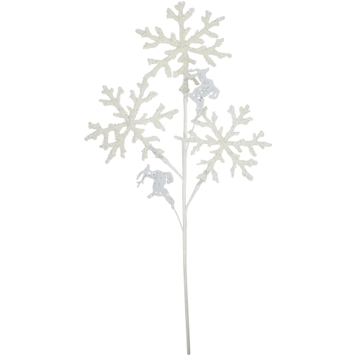 28.5" Glittered White Snowflake and Reindeer Christmas Spray