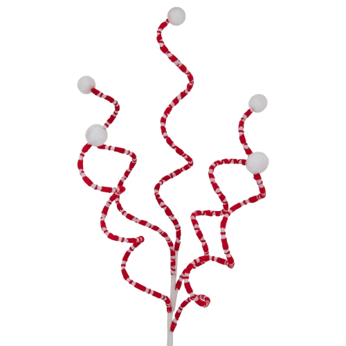 24" Red and White Striped Candy Cane Curls Christmas Spray