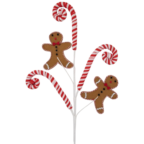 28" Gingerbread and Candy Cane Swirls Christmas Spray