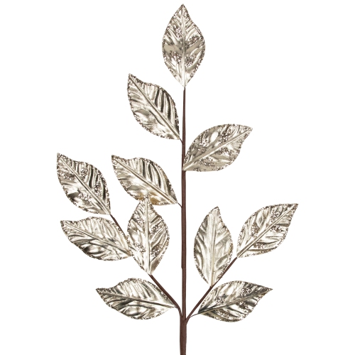 25.5" Glittered Champagne Gold Leaves Christmas Spray