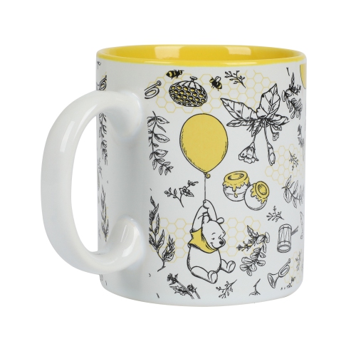 Winnie-the-Pooh With Honey Comb and Leaves Background 16oz Ceramic Mug