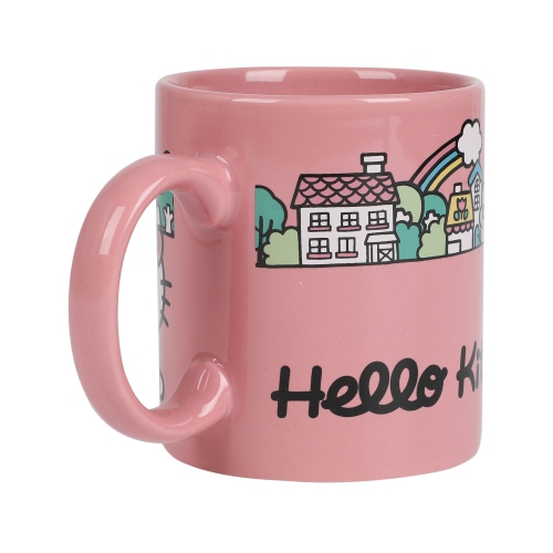 Hello Kitty City Background Pink 16oz Ceramic Mug