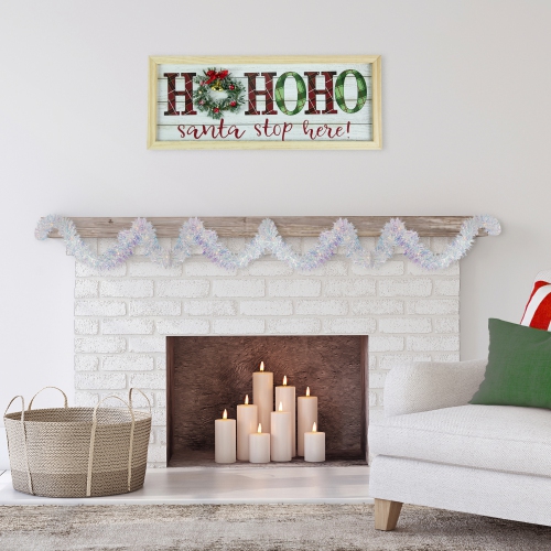 Battery Operated Lighted Iridescent Tinsel Christmas Garland - LED Warm White - 9.25'