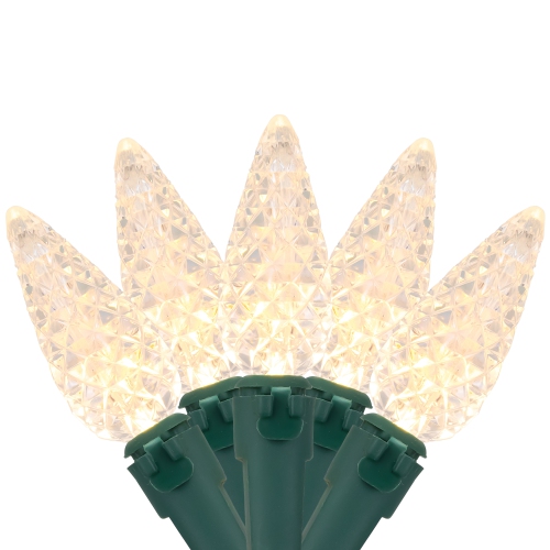 NORTHLIGHT  Led Faceted C6 Christmas Light - Warm White - 66.25' Wire - 200Ct In Green
