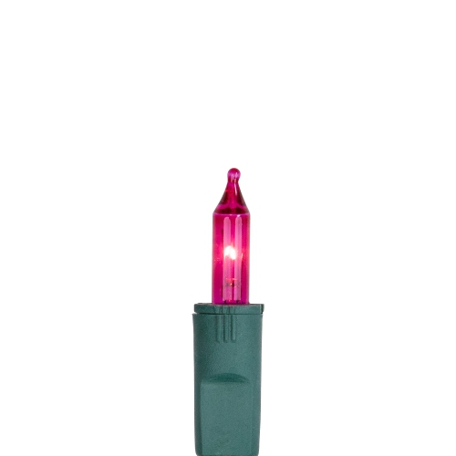 Perm-O-Snap Mini Christmas Lights - Pink - 24.75 ft Green Wire - 50ct