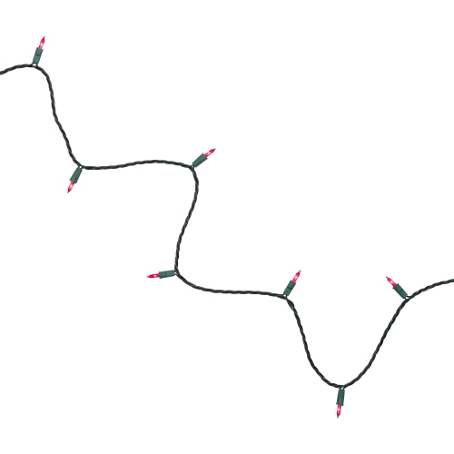 Perm-O-Snap Mini Christmas Lights - Pink - 24.75 ft Green Wire - 50ct