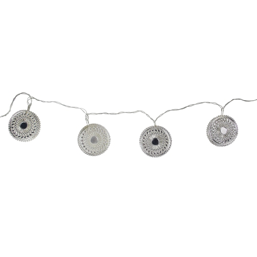 MIDWEST  Dream Catcher Disk Christmas Lights - - 68Ft Clear Wire - 10Ct In Silver