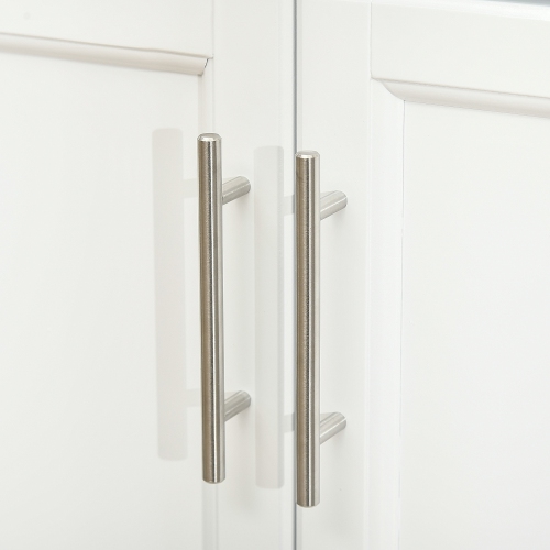 HOMCOM Kitchen Island with Stainless Steel Top, Rolling Kitchen Cart on Wheels with Storage Drawer, Cabinet, Towel Rack and Spice Rack, White