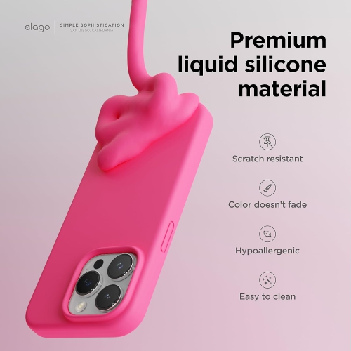 elago Compatible with iPhone 15 Pro Case, Liquid Silicone Case, Full Body Protective Cover, Shockproof, Slim Phone Case, Anti-Scratch Soft Microfiber
