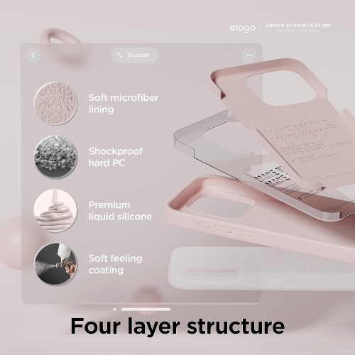 elago Compatible with iPhone 15 Pro Case, Liquid Silicone Case, Full Body Protective Cover, Shockproof, Slim Phone Case, Anti-Scratch Soft Microfiber