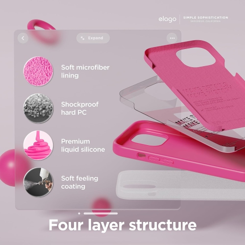 Elago compatible avec l’étui iPhone 15, l’étui en silicone liquide, l’étui protecteur intégral, antichoc, l’étui mince pour téléphone, doublure douce